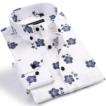 

Men's Slim-fit Floral Print Long Sleeve Dress Shirt Worn-in Comfortable Premium Fabric Smart Casual Button-down Collar Shirts