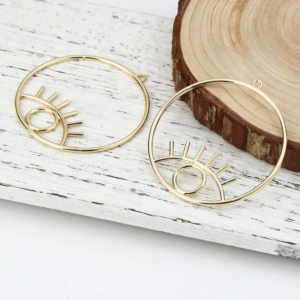 

DoreenBeads Fashion Zinc Based Alloy Pendants Circle Ring Gold Eye Jewelry DIY Findings Accessories Charms63mm x 60mm, 1 PC