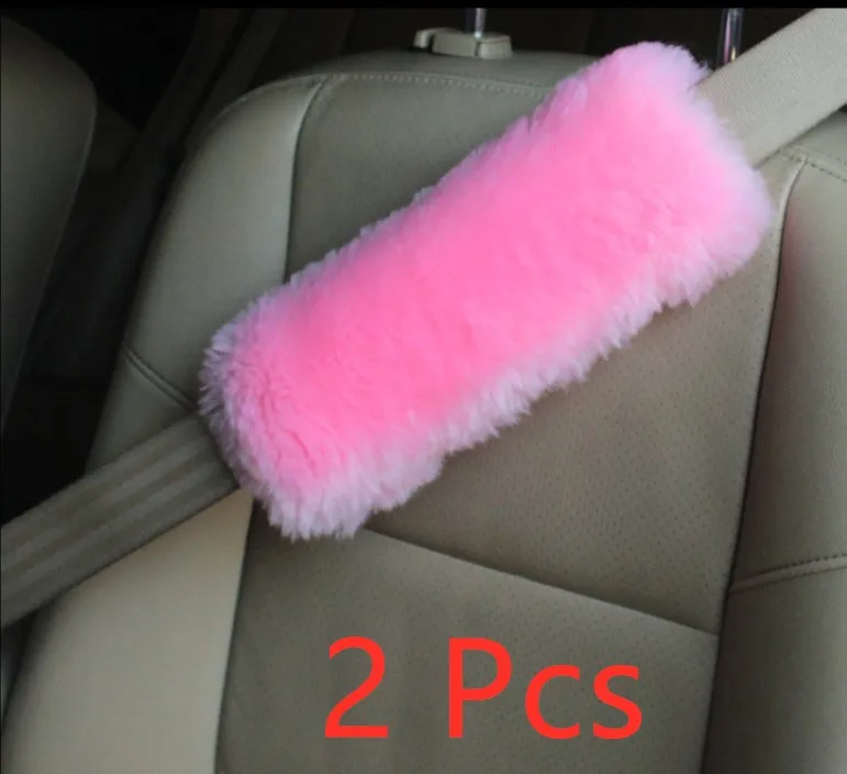 2Pcs Seat Belt Vehicle Soft Plush Auto Seatbelt Strap Harness Cove Belt