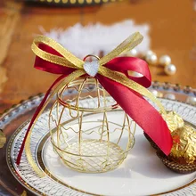 Caja de regalo de la boda de la jaula del pájaro hueco de la vendimia contenedor de hojalata cajas de Chocolate del caramelo decoraciones de la Mesa del hogar de la boda