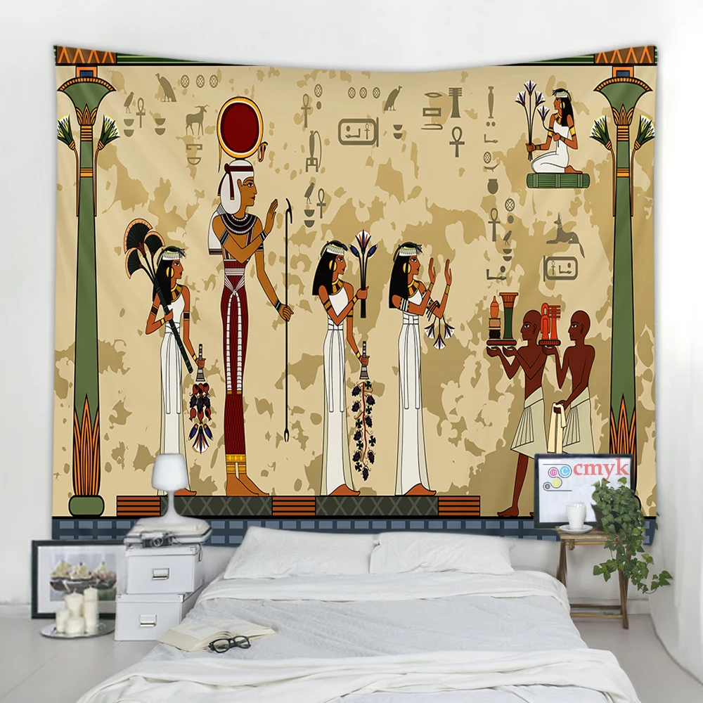 51x59 Egipto antiguo Tapiz De Pared Indio Bohemio Psicodélico Místico Paisaje Hippie Tapestry Toalla de Playa Aesthetic Tapiz Decoración De Pared Para Dormitorio Sala De Estar,M/130x150cm 