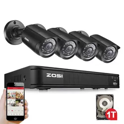 ZOSI Высокое качество 1080 P HD Открытый безопасности Камера Системы 1080 P HDMI CCTV видеонаблюдения 4CH DVR Kit 1 ТБ HDD камера TVI комплект