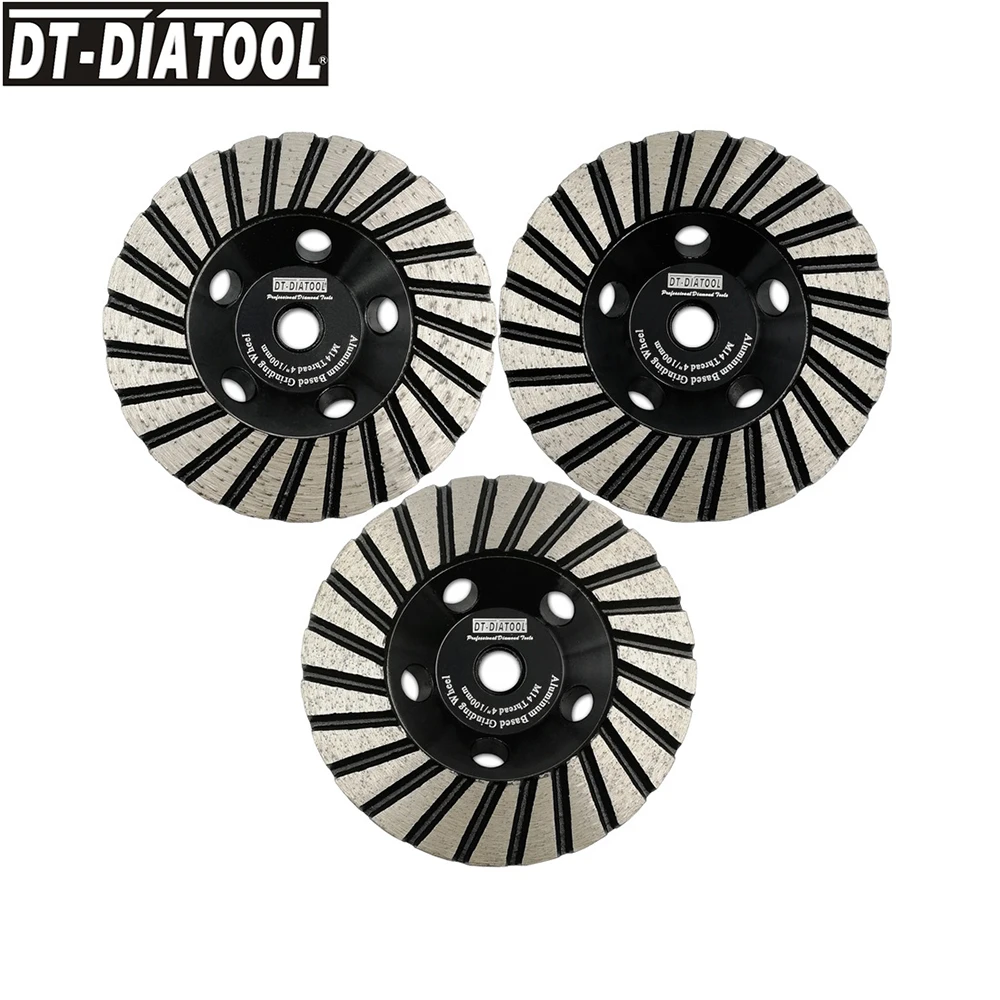 DT-DIATOOL 2pcs Aluminum Based Grinding Cup Wheel M14 or 5/8-11Thread Diamond Grinding Disc for Granite Lower Noise 100mm/4"