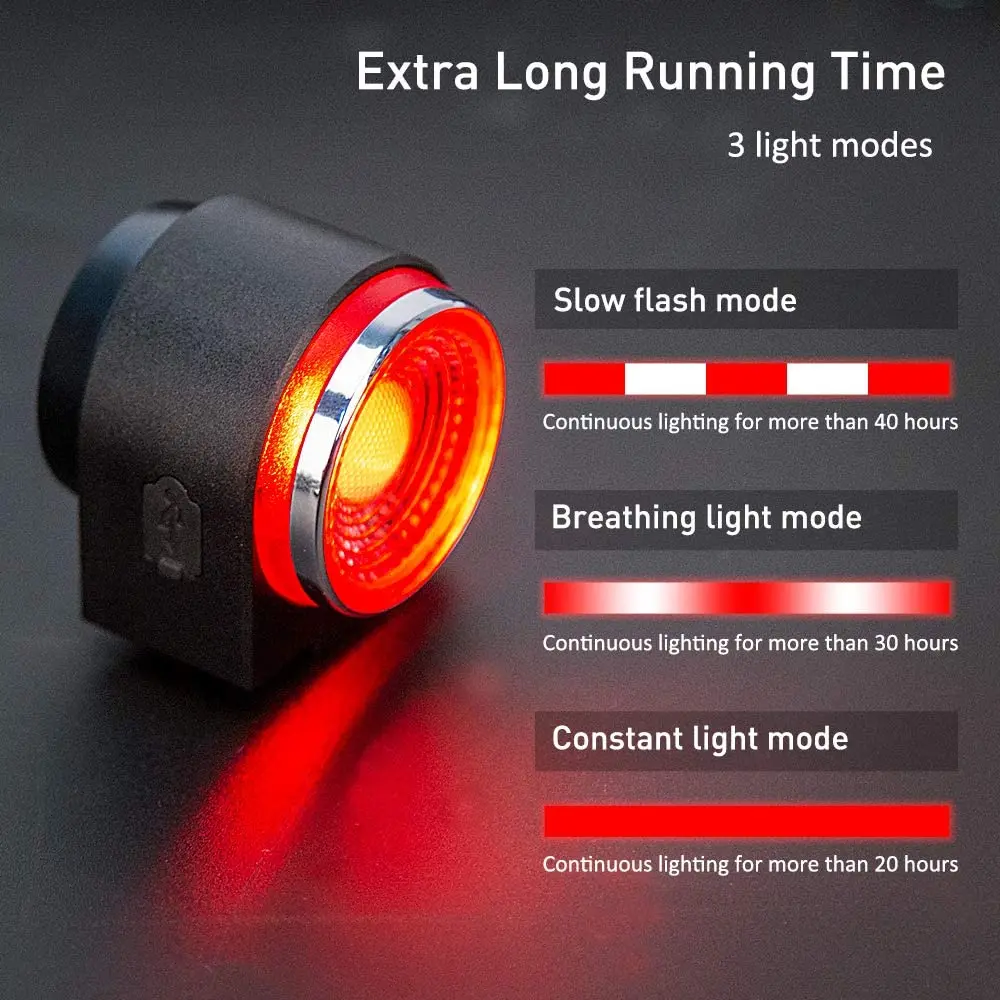 Awapow Anti Theft Bicycle Tail Light Alarm USB Rechargeable Super Bright Bike Light IP65 Waterproof LED Taillight Bicycle Lamp