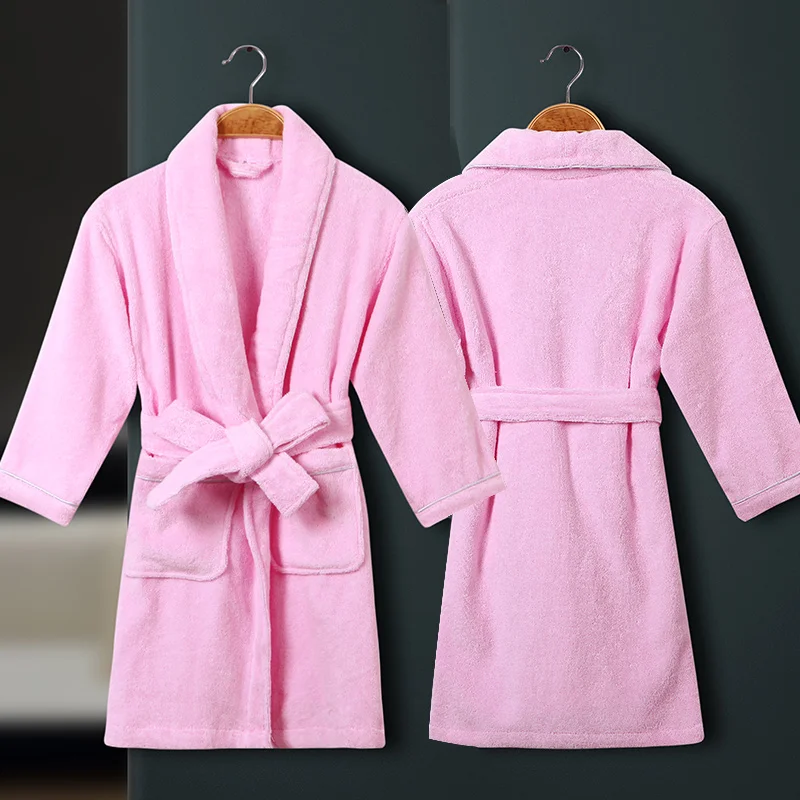 Cotton Toweling Terry Robe Kids Sleepwear Robe Cotton Bathrobe Kids Cartoon Robe Boy&Girls Hooded Winter Warm Bathrobe Soft Sleeprobe Kids Casual Homewear