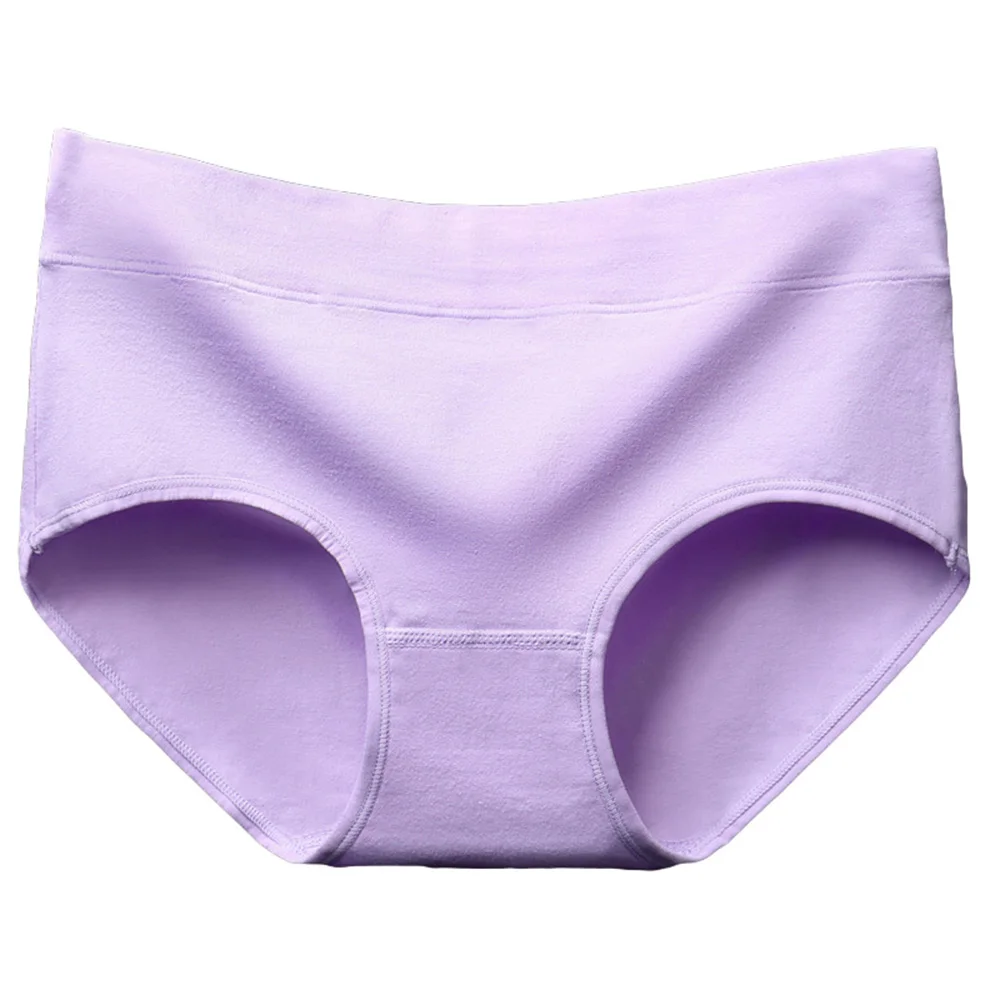 Solid color women's high waist underwear cotton women's breathable good skin soft