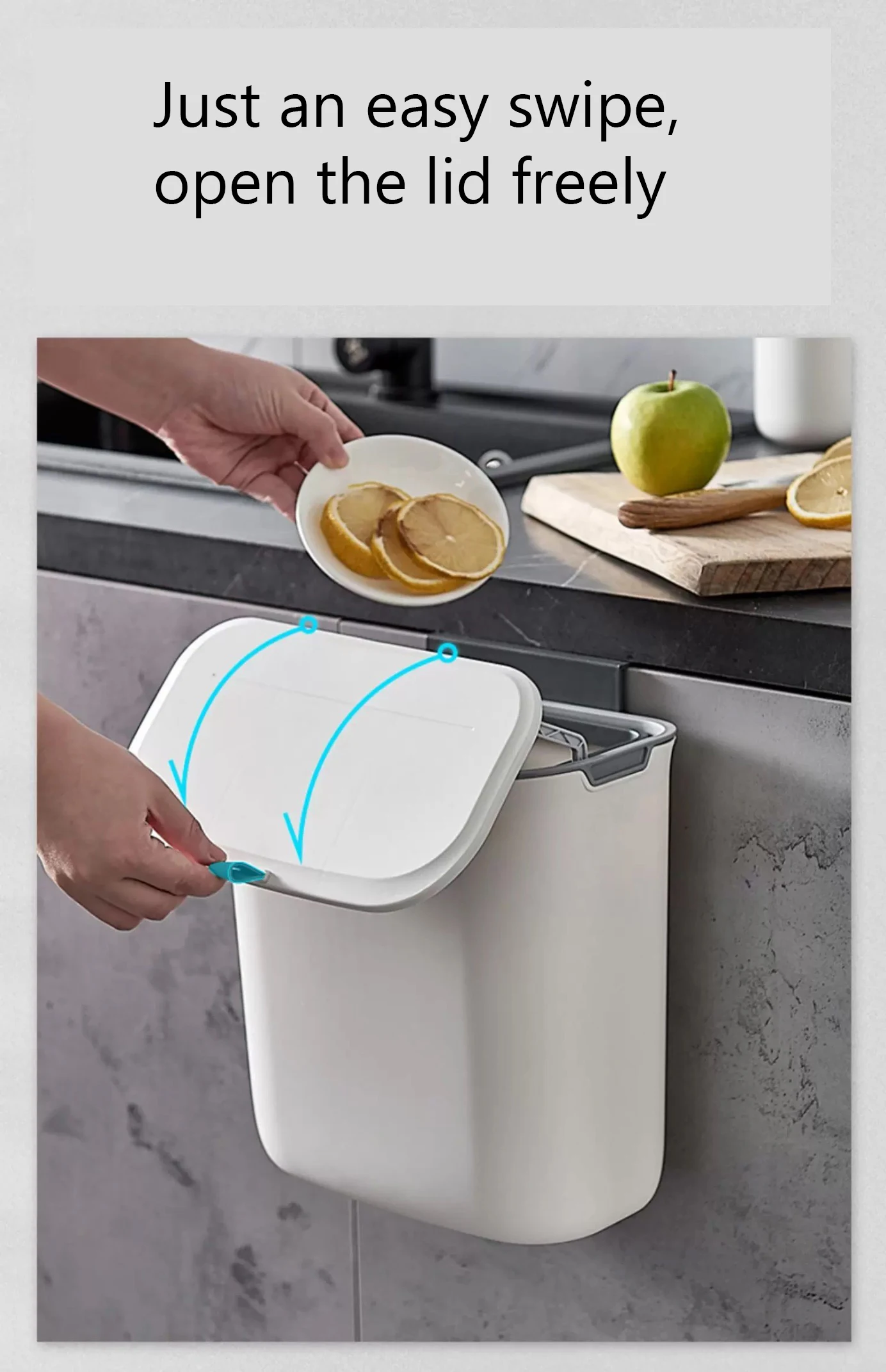7l/9l Wand mülleimer mit Deckel für Küchen schrank tür, kreativer hängender Papierkorb für Badezimmer Toilette Wohnzimmer – Detail 6