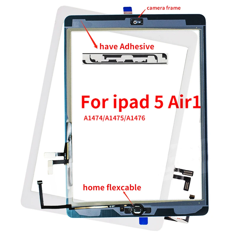 Для iPad Air1 для 5 Gen A1474 A1475 A1476 сенсорный экран дигитайзер клей + домашний flexcable