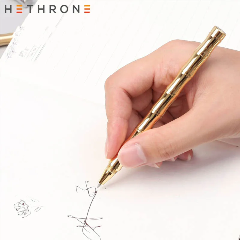 Hethrone Золотая Роскошная металлическая бамбуковая шариковая ручка в форме цветка