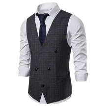 AliExpress мужской трендовый Повседневный жилет, Молодежная Милая Мужская одежда, клетчатый жилет для делового костюма 9723
