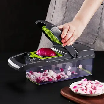

Multifunction Vegetable Cutter Slicer Manual Potato Peeler with 8 Dicing Blades for Various vegetables 31.8x11.5x11.5cm
