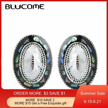 

Blucome Luxury Abalone Shell French Hooks Big Stud Earrings Women's Wedding Anniversary Party Accessories Fashion Bridal Jewelry