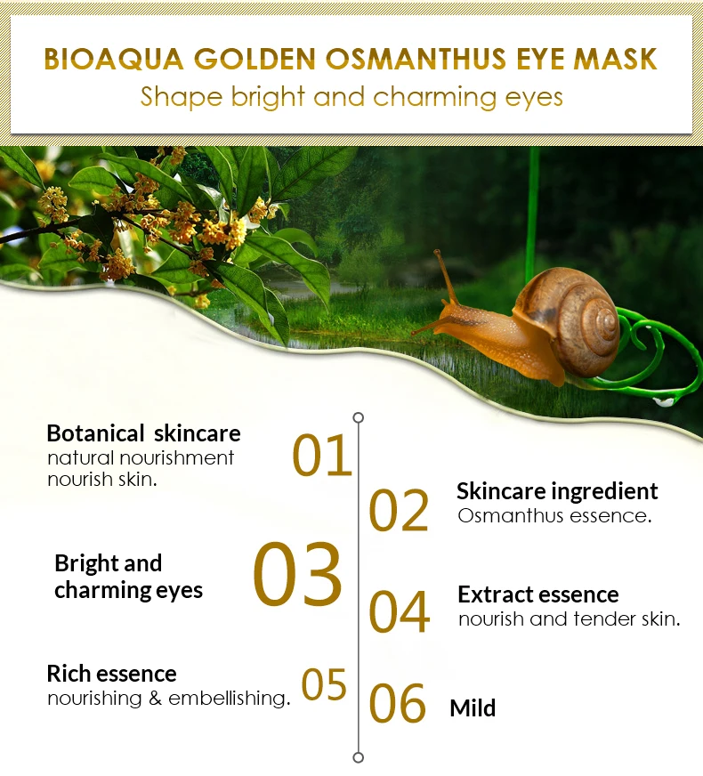 Золото османтуса спящий коллаген маски для глаз Bioaqua патч для мешков под уход за кожей вокруг глаз нестареющий против морщин 80 шт./лот бутылка