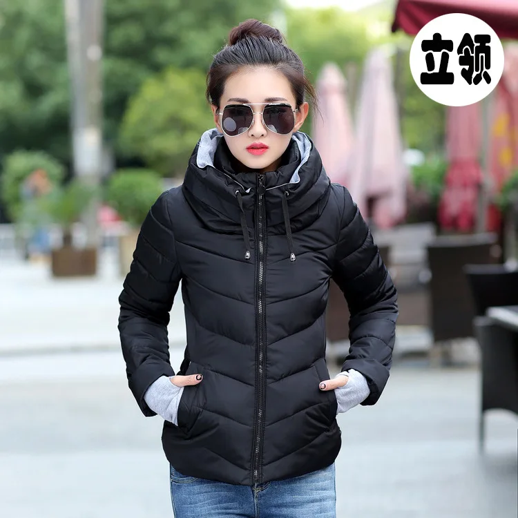 Новая женская модная куртка зимняя куртка женская верхняя одежда короткая стеганая куртка женская стеганая парка - Цвет: Черный