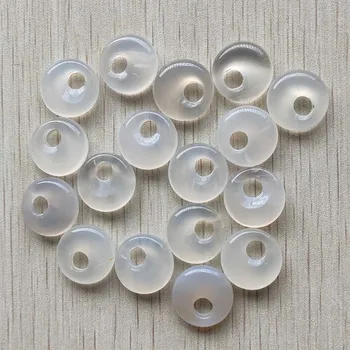 

Wholesale 12pcs/lot New good quality natural white onyx gogo donut pendants beads 18mm for jewelry making
