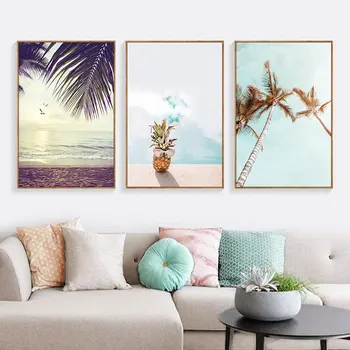 

Nordic Decoration Pineapple Poster and Print Beach Sea Landscape Wall Art Canvas Painting Decorative Pictures Home Decoration
