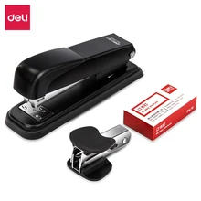 Deli стальной прочный офисный степлер набор(степлер+ скобы+ антистеплер) подходит для 12#24/6 26/6 офисные принадлежности черный 0359