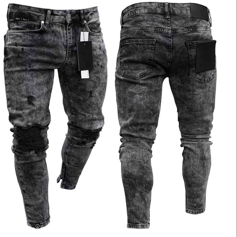 knee zipper jeans