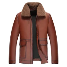 Мужская кожаная куртка, винтажная куртка из натуральной кожи, мужское пальто с воротником из овечьего меха, куртки из коровьей кожи, Jaqueta De Couro 18-8802 YY504