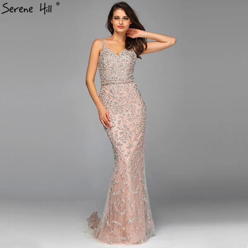 Serene Hill V-Neck Mermaid Sexy Evening Dress Dubai Luxury Sleeveless Full Beadings Cocktail Formal Party Gown CLA60729