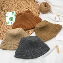 Элегантная женская вязаная Панама, шапка зима весна, толстые теплые шапки для рыбаков, одноцветная шапка для рыбалки, женская панама, шапка, уличная одежда