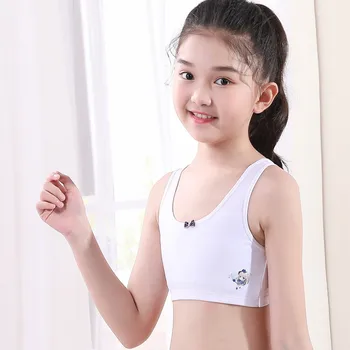 

Pupils' Developmental Underwear Women's Junior High School Wide-Shoulder Cotton Anti-Bump Bra Children's and Girls' Vest