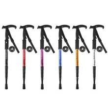 Анти шок трости телескопическая алюминиевая сплав треккинговые походные палки Сверхлегкая ходьба трости с резиновыми наконечниками протекторы
