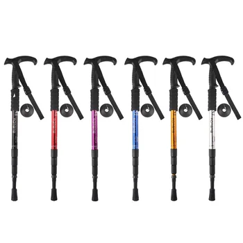 

Anti Shock Walking Sticks Telescopic Aluminum Alloy Trekking Hiking Poles Ultralight Walking Canes With Rubber Tips Protectors