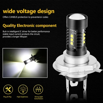 

6000K Headlight Bulbs Beam DC 12V-24V 20SMD Conversion H4 1800LM Shell
