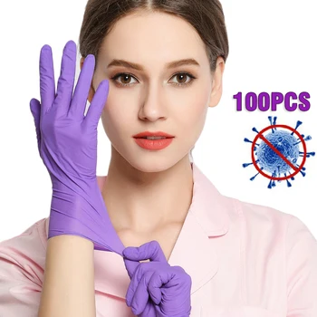 

100PCS Disposable Gloves PVC/Nitrile Protective Gloves Food Grade Catering Kitchen Lab Work Anti dust Waterproof Rubber Glove