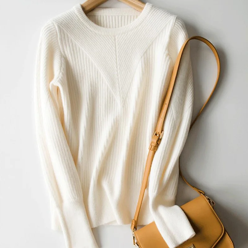 GCAROL, новинка, Женский дизайнерский свитер в полоску, 30% шерсть, толстый, Осень-зима, минималистичный джемпер, теплый Свободный вязаный пуловер