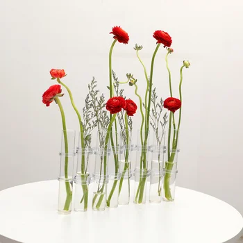 

1 Set 15x2.5cm Transparent Hydroponic Glass Tube Vase Flower Arranging Container Hydroponic Flower Household Decor White (14Pcs