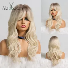 ALAN EATON длинные Омбре черный коричневый блонд парики с челкой термостойкие синтетические волнистые парики для женщин афро-американский Косплей