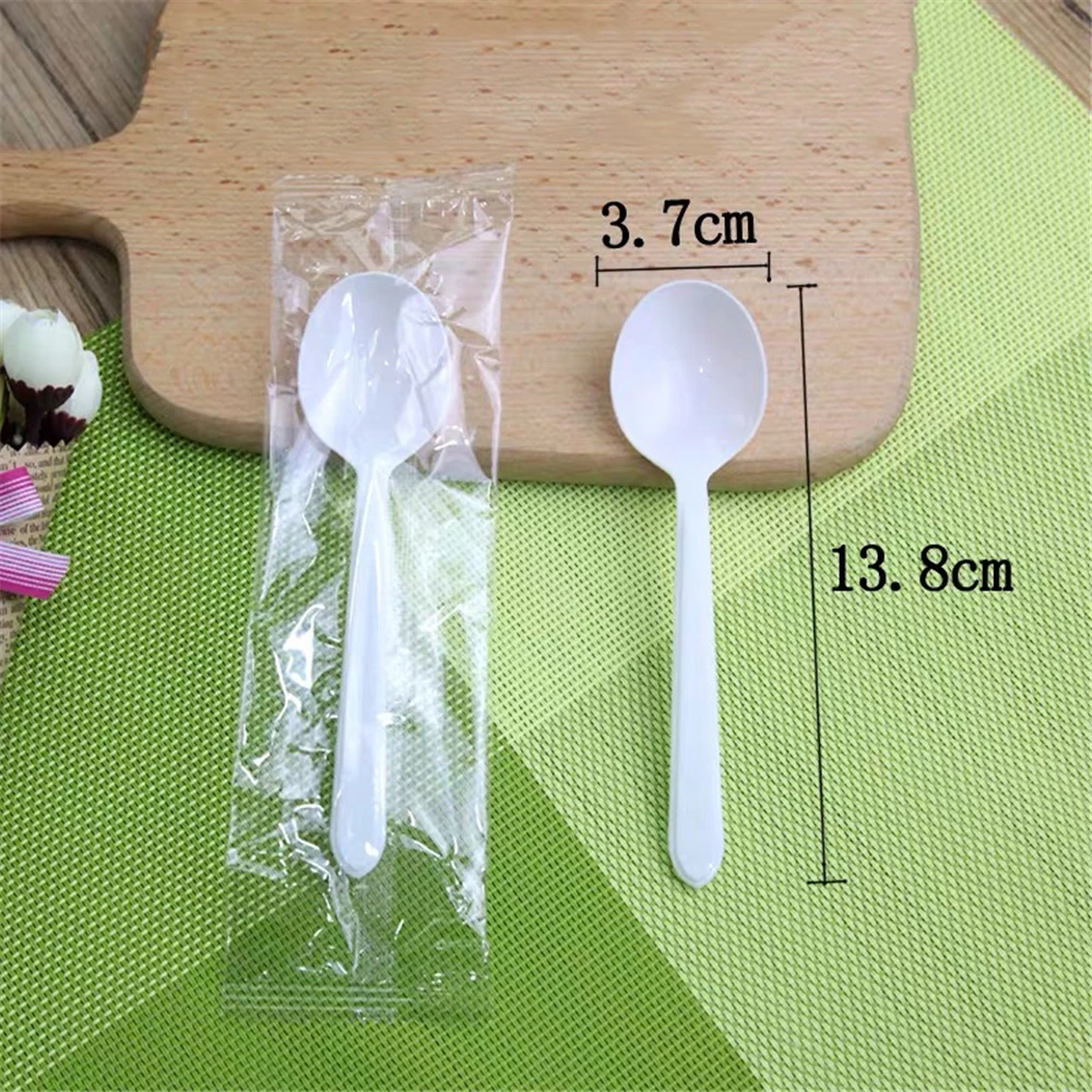 

10pcs disposable spoons desserts plastic spoons individually packaged party supplies table supplies food spoons