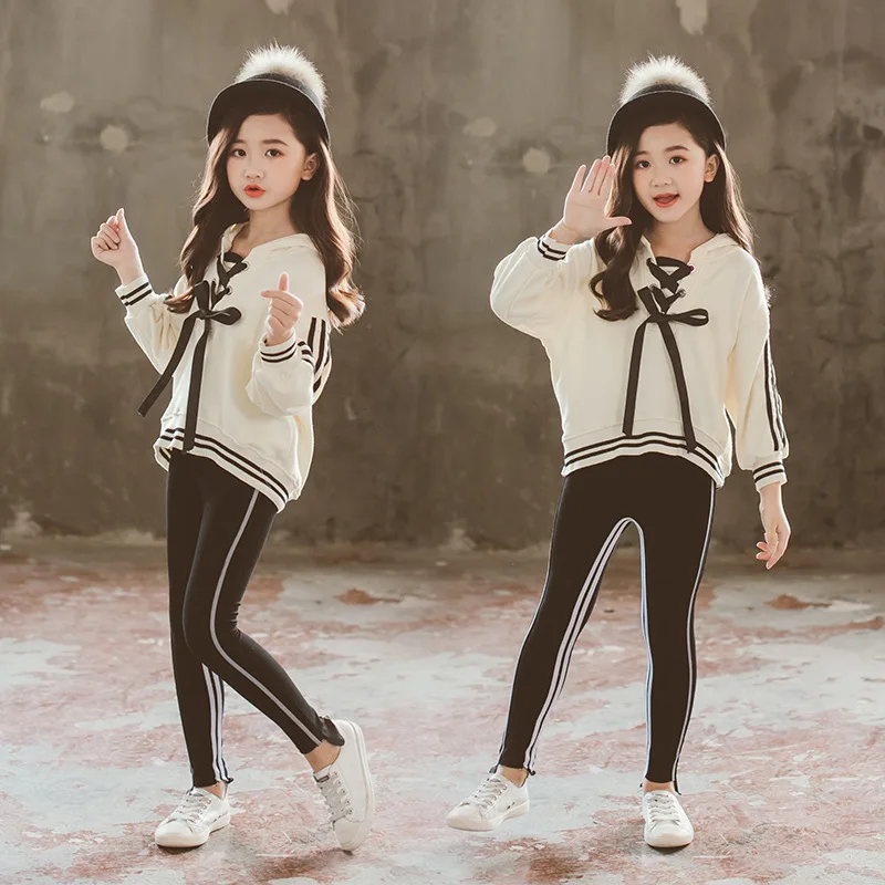 

Girl Set Spring 2019 Tether Kids Girls Clothing Sets Autumn Children Hoodies Sweatshirt and Skinny Leggings Teen Sports Suits