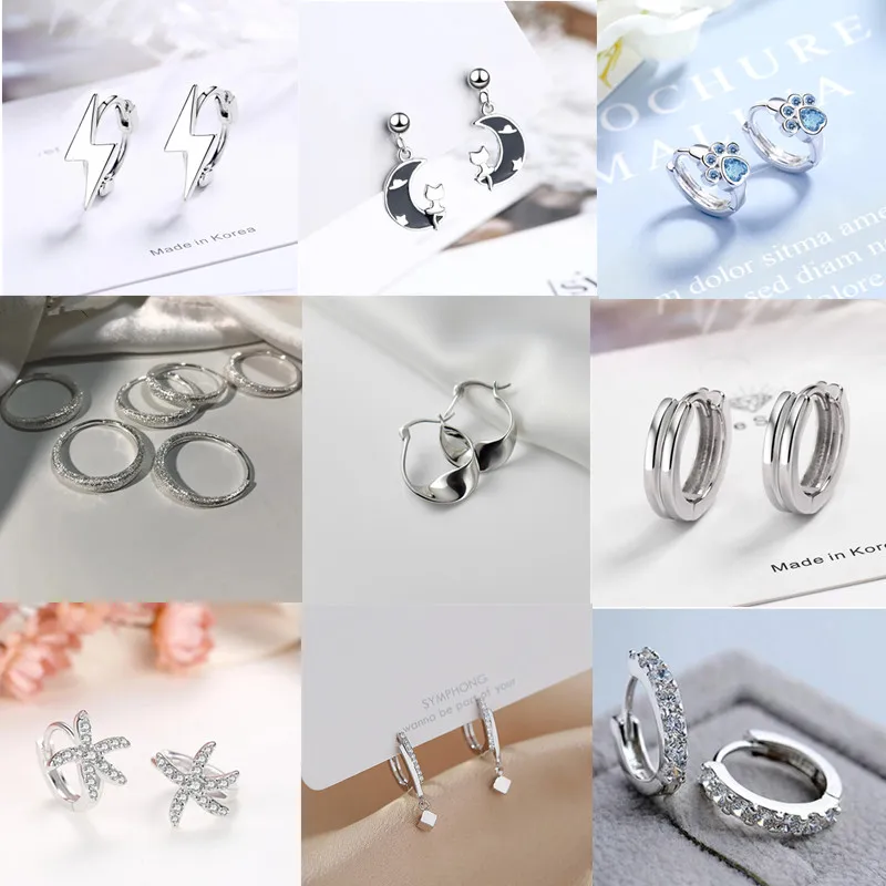 925 Sterling Silver Cute Cat Star Stud Earrings For Women Engagement  Birthday Trendy Jewelry Pendientes mujer A067