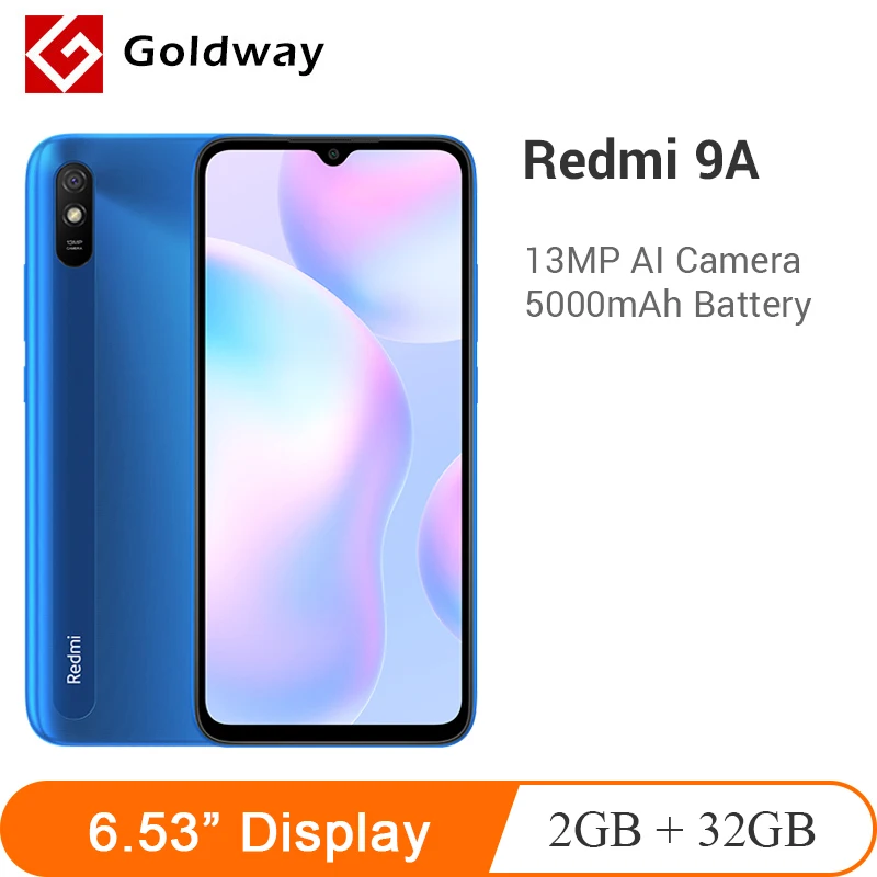 Xiaomi Redmi 9A 9 2GB 32GB teléfono inteligente 5000mAh 6,53 Pantalla grande pantalla MTK Helio G25 Octa Core 13MP AI Cámara CN versión