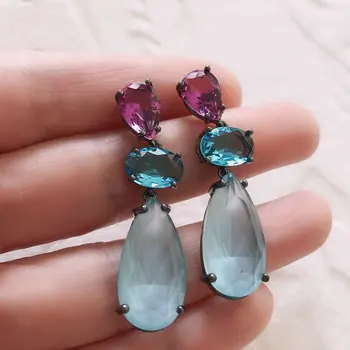 

fashion light blue cz wedding bridal earring for dinner party