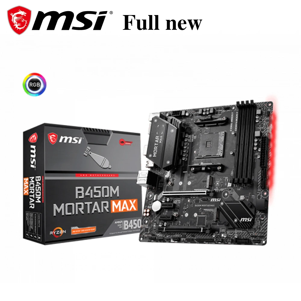 Материнская плата MSI B450M МИС Макс материнская AM4 USB2.0 USB3.1 64 Гб AMD B450 новая