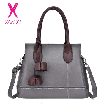 

YANXI 2019 Elegant PU Top-Handle Ladies Hand Bags Portabel Casual Tote Thread Leather Women Crossbody Bag With Flower Tassel