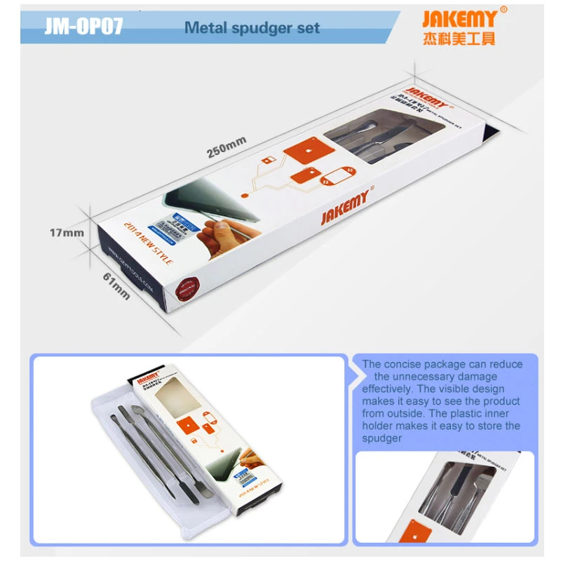 JAKEMY 3 в 1 высокое качество двухконцевый нержавеющий инструмент металлический набор Spudger DIY инструмент для ремонта телефона планшета