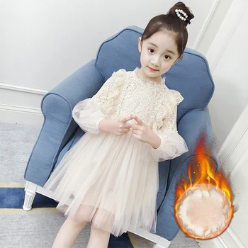 

Children Princess Dress Thick Warm Fall Winter Kids Dresses for Girl Lace Flower Elegant Toddler Girls Clothes Teens Outfits