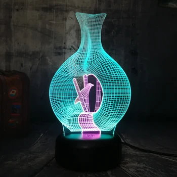 

Beautiful Vase Bird Kingfisher 3D Optical illusion Mixed Color USB Desk Lamp Night Light Bedroom Decor Birthday Christmas Gift