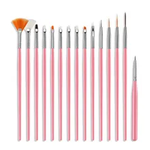  15Pcs Plastic Handle Nail Brush Set Design Gel Polish Painting Drawing Acrylic Gel Nail Brushes For Nails Art Manicure Tools 