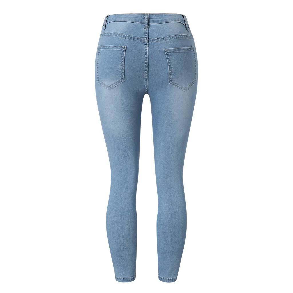 KANCOOLD Плюс Размер Женская мода разрушенный твердый модный карман Дикий Тонкий обтягивающий прилегающий шнурок джинсовые шаровары джинсы брюки