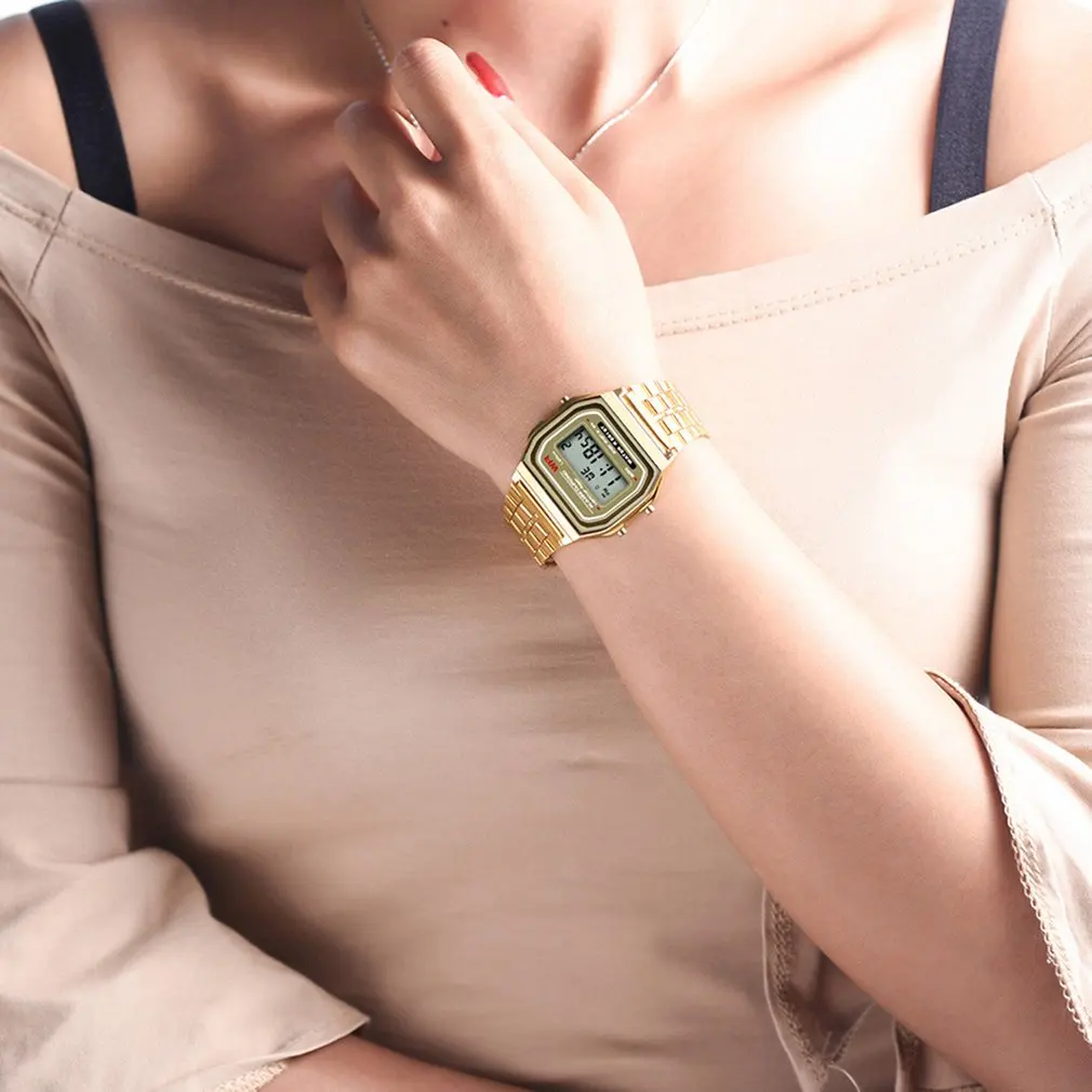 Повседневные светящиеся винтажные светодиодный наручные часы спортивные цифровые часы будильник сплав/резиновый ремешок часы для дропшиппинг