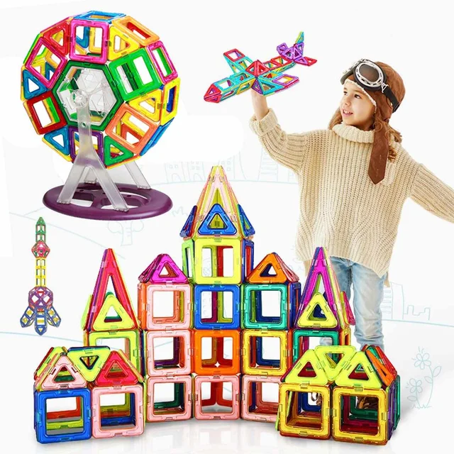US $34.40 Big size Magnetic Blocks DIY building single bricks designer accessory construct Magnet model Educa