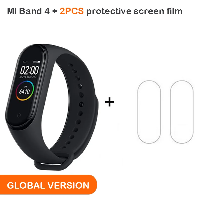 Глобальная версия, Xiaomi Mi, 4 смарт-браслет, AMOLED экран, Smartband, фитнес-браслет, Bluetooth, спортивный, водонепроницаемый - Цвет: Add Film