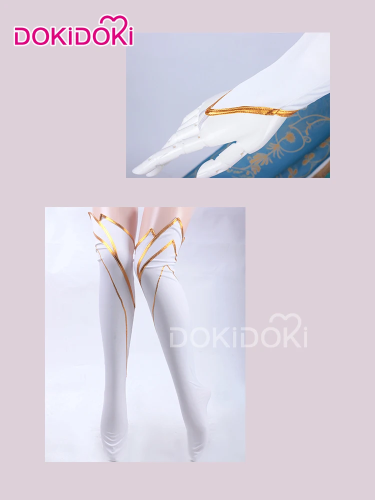 Предпродажа DokiDoki-R Лига Легенд игра косплей ирелия Косплей Клинок танцор костюм Женщины белый синий платье костюм