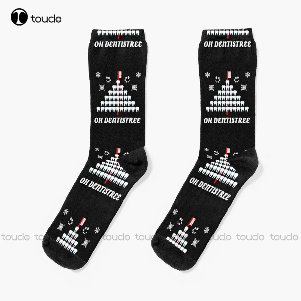 

Funny Dentist Christmas Tree Oh Dentistree Dental Hygienist Socks Winter Socks For Women Personalized Custom 360° Digital Print